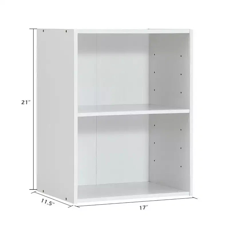 Costway 2PCS 2 Tier Open Shelf Night Stand End Table Sofa Side Storage Display White