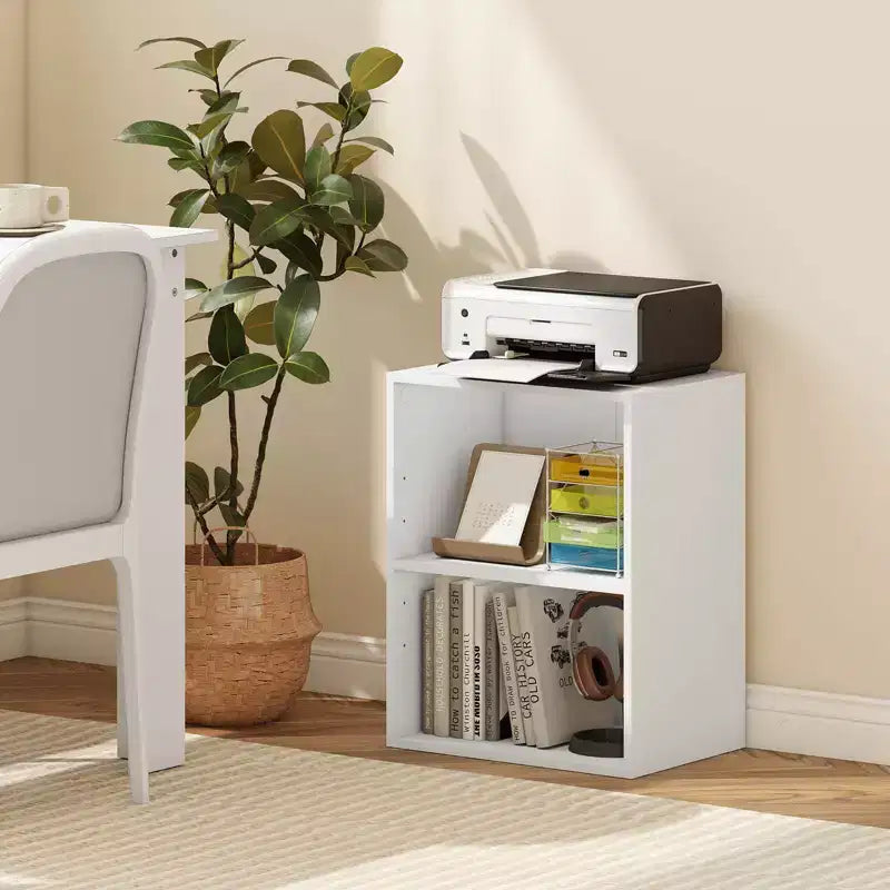 Costway 2PCS 2 Tier Open Shelf Night Stand End Table Sofa Side Storage Display White