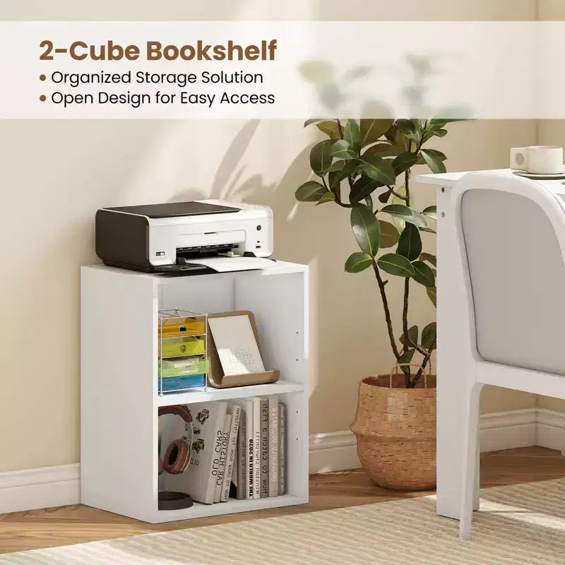 Costway 2PCS 2 Tier Open Shelf Night Stand End Table Sofa Side Storage Display White