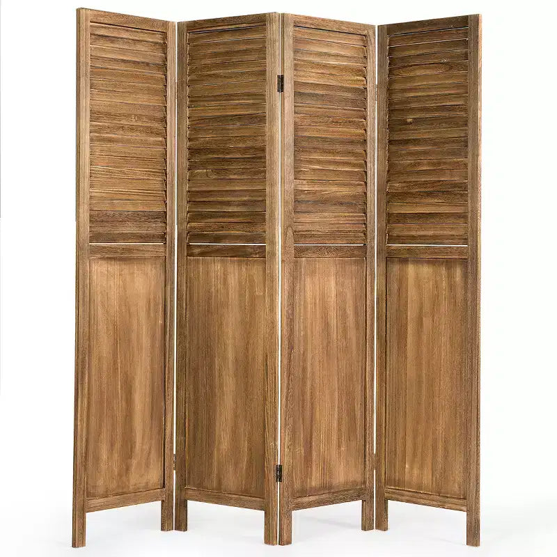 Costway 4 Panel Folding Privacy Room Divider Screen Home Furniture 5.6 Ft Tall Brown