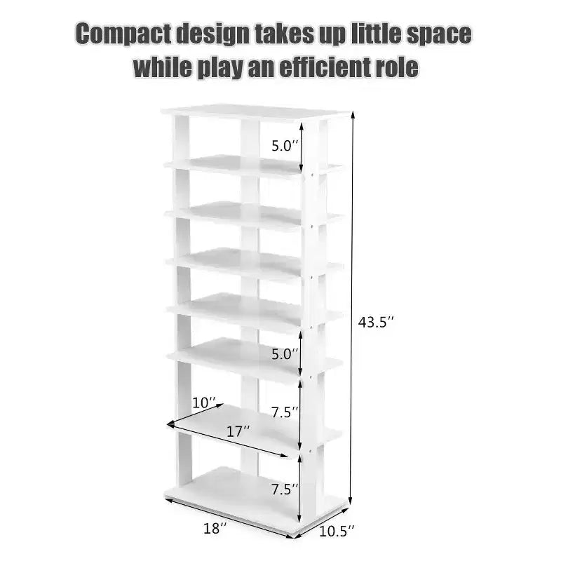Costway Patented Wooden Shoes Storage Stand 7 Tiers Big Shoe Rack Organizer Multi-Shoe Rack