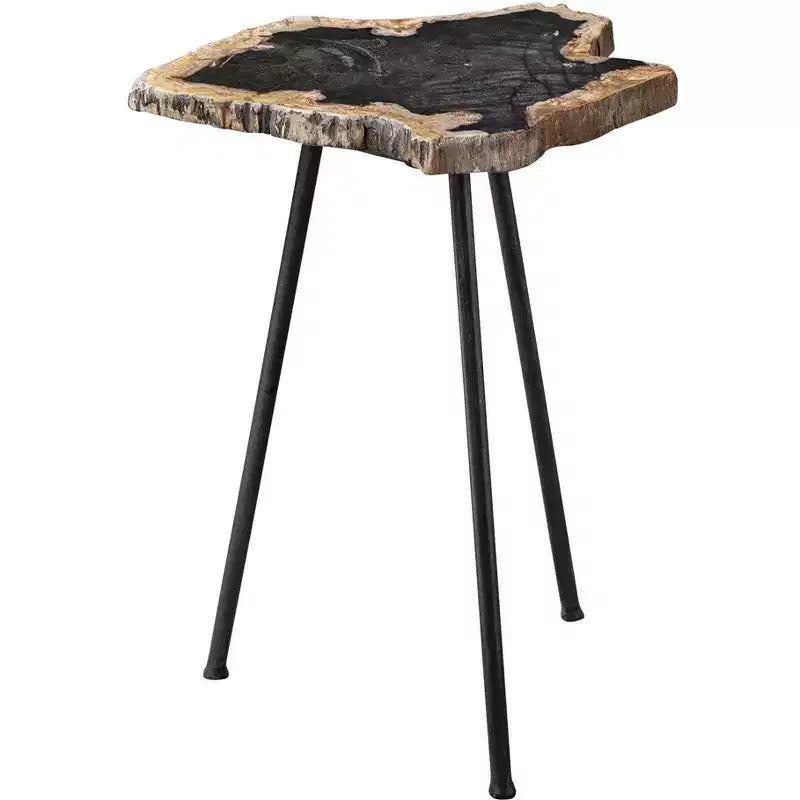 Uttermost Modern Rustic Iron Accent Table 16 Wide Aged Black Natural Wood Tabletop for Living Room Bedroom Bedside Entryway House