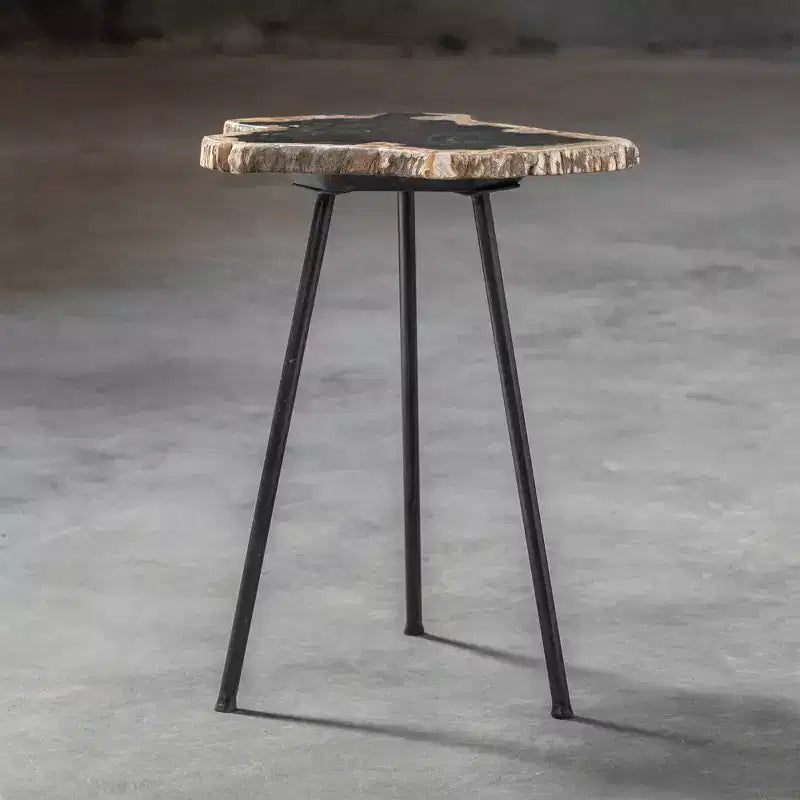 Uttermost Modern Rustic Iron Accent Table 16 Wide Aged Black Natural Wood Tabletop for Living Room Bedroom Bedside Entryway House
