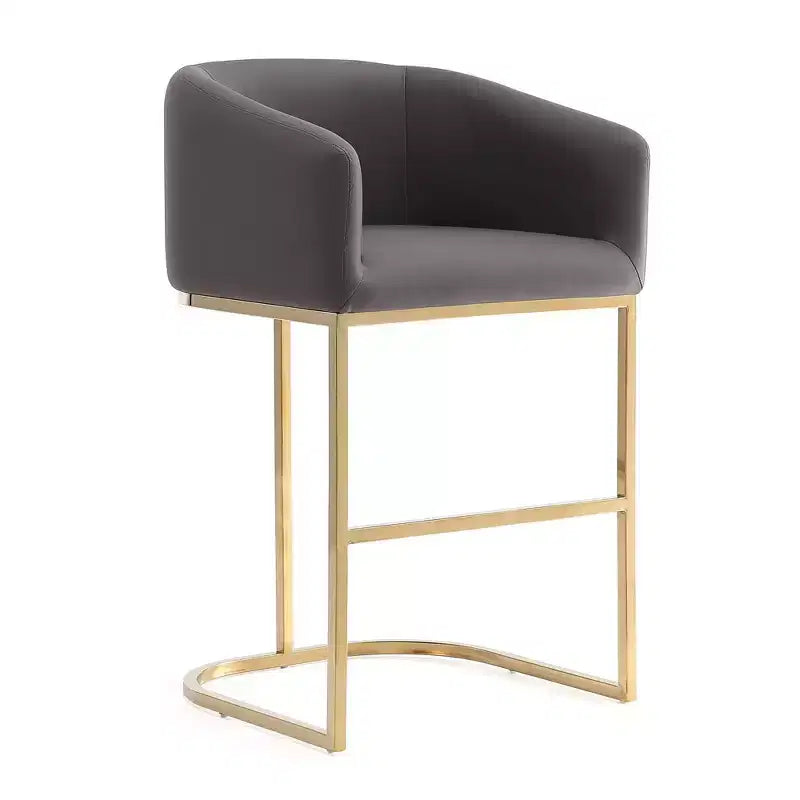 Set of 3 Louvre Upholstered Stainless Steel Counter Height Barstools - Manhattan Comfort