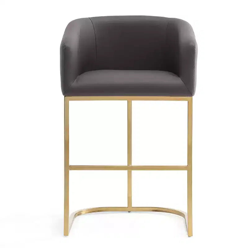 Set of 3 Louvre Upholstered Stainless Steel Counter Height Barstools - Manhattan Comfort