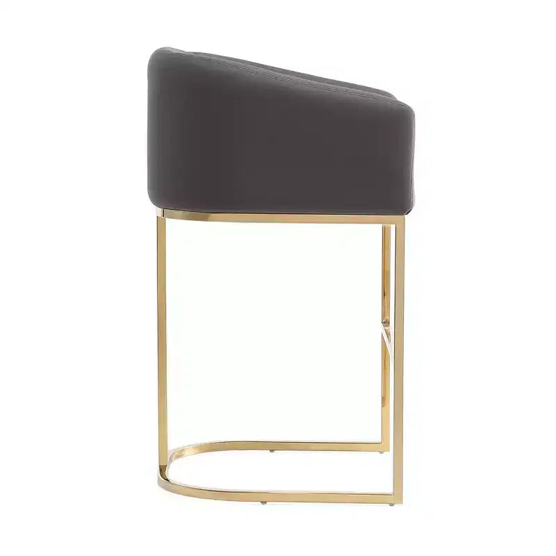 Set of 3 Louvre Upholstered Stainless Steel Counter Height Barstools - Manhattan Comfort