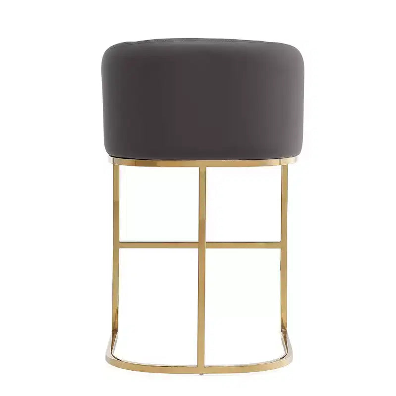 Set of 3 Louvre Upholstered Stainless Steel Counter Height Barstools - Manhattan Comfort