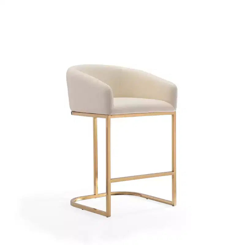 Set of 3 Louvre Upholstered Stainless Steel Counter Height Barstools - Manhattan Comfort