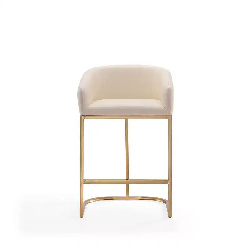 Set of 3 Louvre Upholstered Stainless Steel Counter Height Barstools - Manhattan Comfort