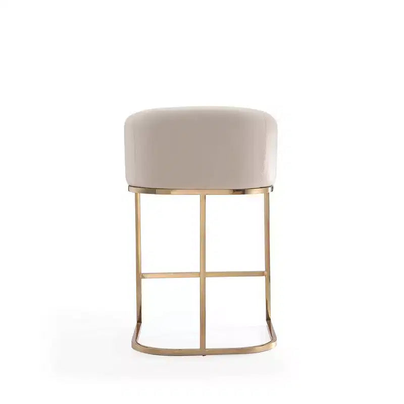 Set of 3 Louvre Upholstered Stainless Steel Counter Height Barstools - Manhattan Comfort