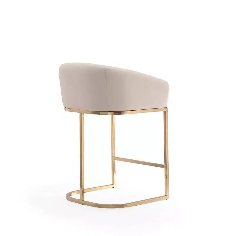 Set of 3 Louvre Upholstered Stainless Steel Counter Height Barstools - Manhattan Comfort