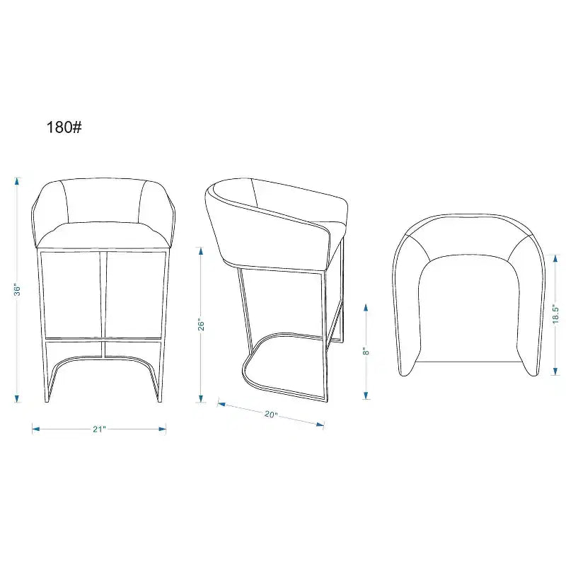 Set of 3 Louvre Upholstered Stainless Steel Counter Height Barstools - Manhattan Comfort