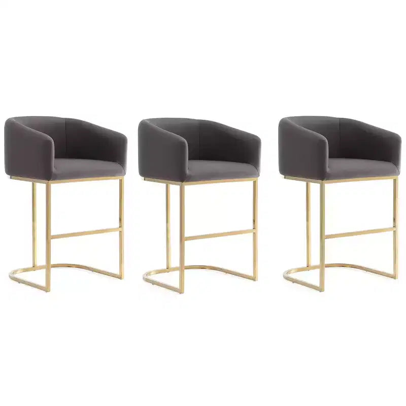 Ensemble de 3 tabourets de bar en acier inoxydable rembourrés Louvre - Manhattan Comfort
