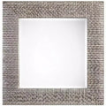 Uttermost Square Vanity Decorative Wall Mirror Modern Beveled Distressed Metallic Silver Leaf Frame 40 Wide for Bathroom Bedroom