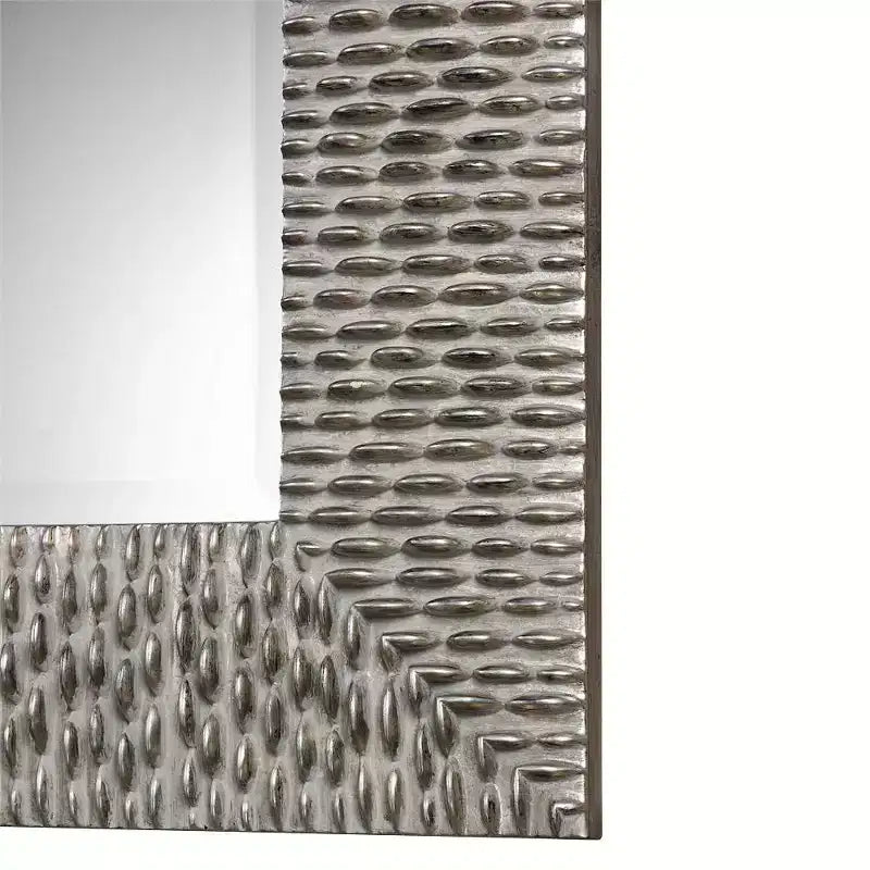 Uttermost Square Vanity Decorative Wall Mirror Modern Beveled Distressed Metallic Silver Leaf Frame 40 Wide for Bathroom Bedroom