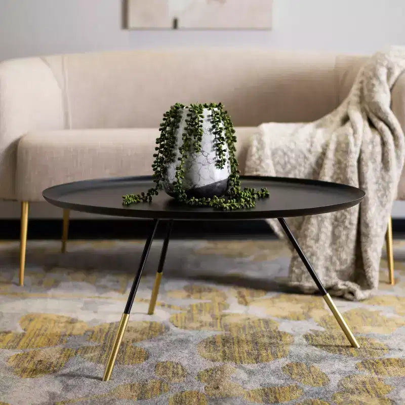 Orson Coffee Table with Metal Gold Cap - Safavieh