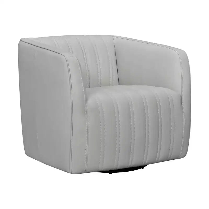 Aries Genuine Leather Swivel Barrel Chair - Armen Living