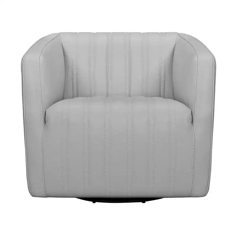 Aries Genuine Leather Swivel Barrel Chair - Armen Living