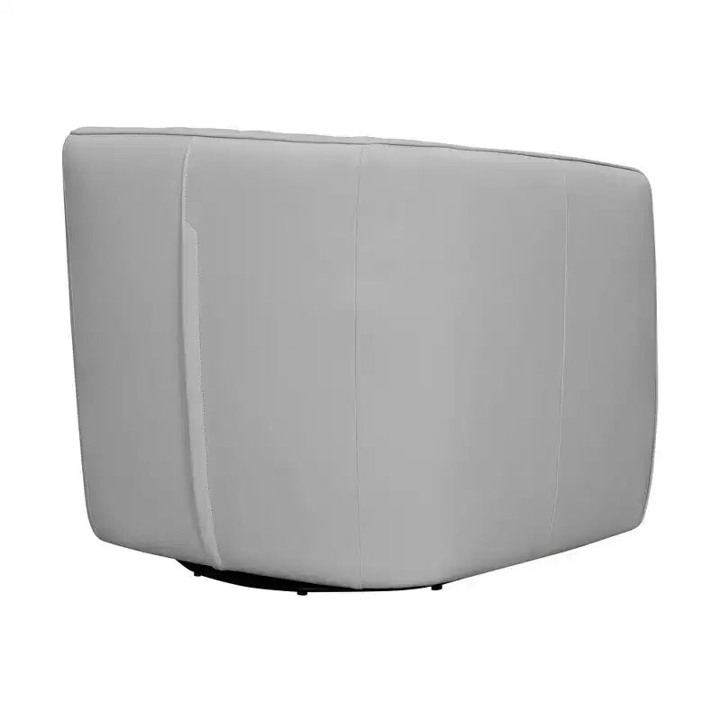 Aries Genuine Leather Swivel Barrel Chair - Armen Living