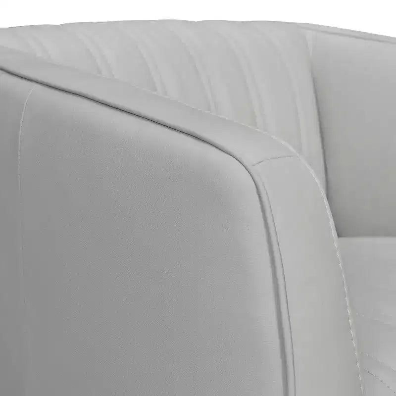 Aries Genuine Leather Swivel Barrel Chair - Armen Living
