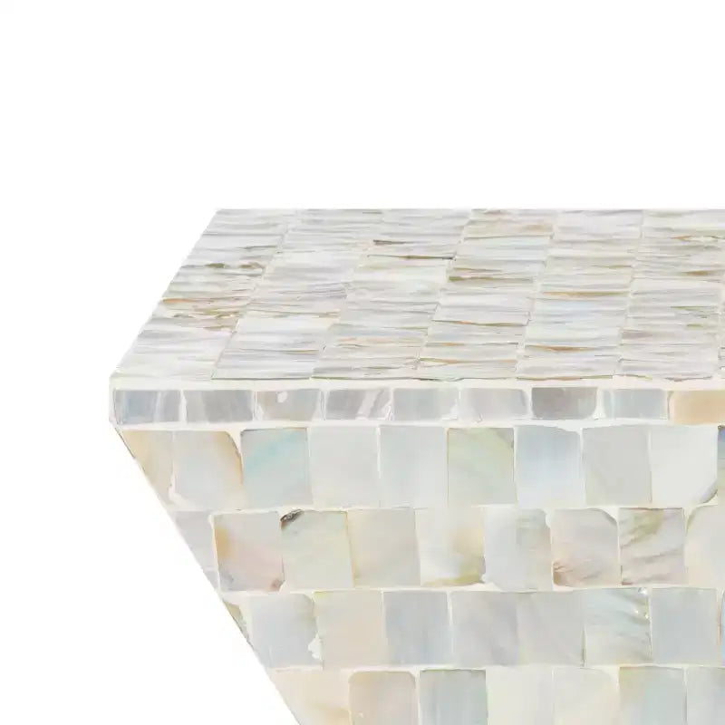 Aquamarine Square Mosaic Stool - Multi/Blue - Safavieh