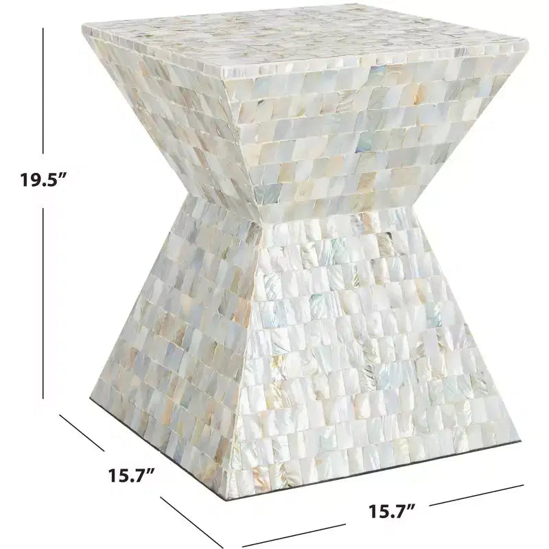 Aquamarine Square Mosaic Stool - Multi/Blue - Safavieh