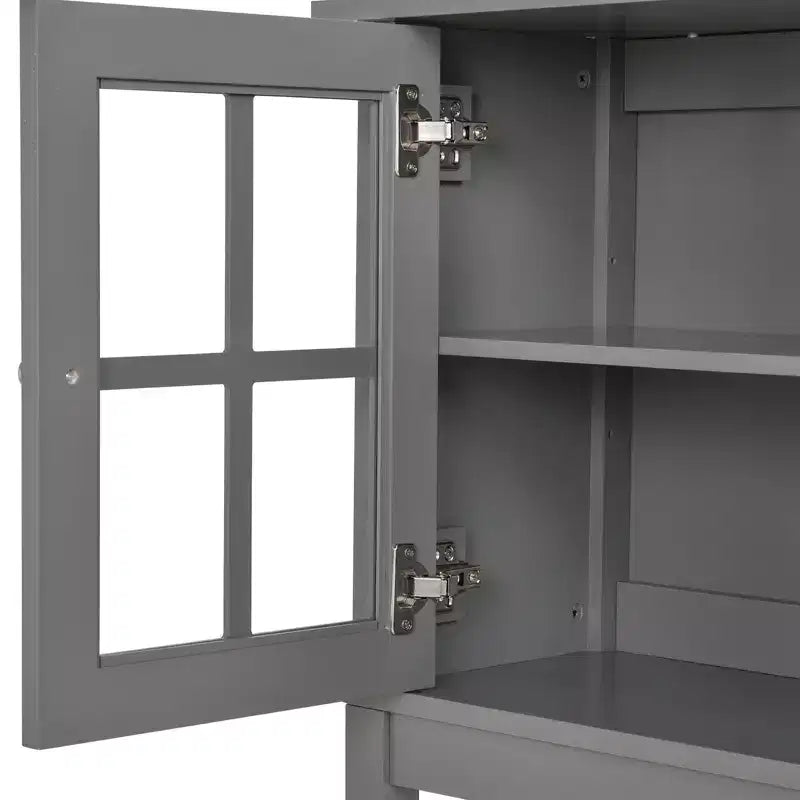 HOMCOM Kitchen Credenza & Sideboard Buffet Cabinet with 2 Glass Doors & Storage Shelves