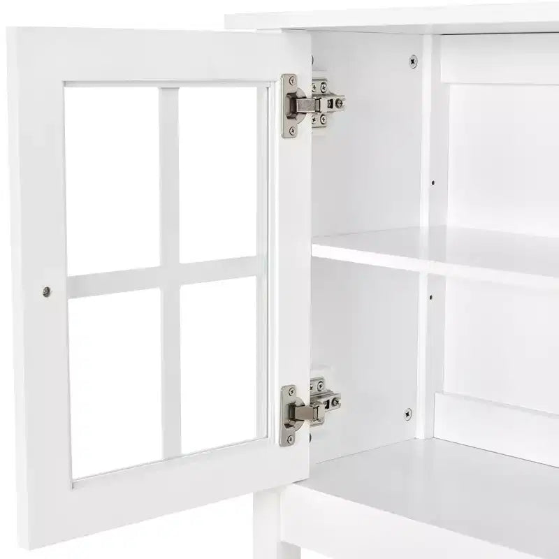 HOMCOM Kitchen Credenza & Sideboard Buffet Cabinet with 2 Glass Doors & Storage Shelves