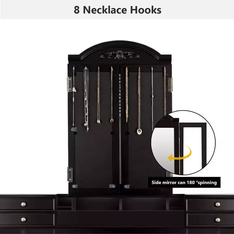 Costway 7 Drawers Vanity Set Dressing Table w/ Tri-Folding Mirror
