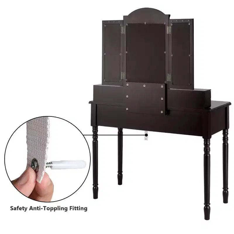Costway 7 Drawers Vanity Set Dressing Table w/ Tri-Folding Mirror