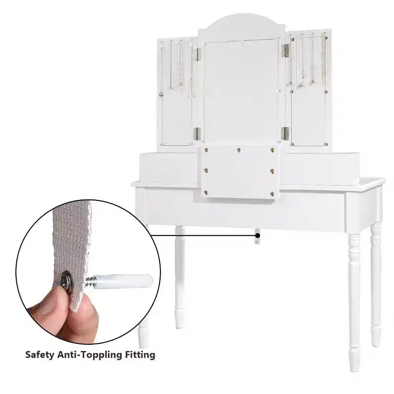Costway 7 Drawers Vanity Set Dressing Table w/ Tri-Folding Mirror