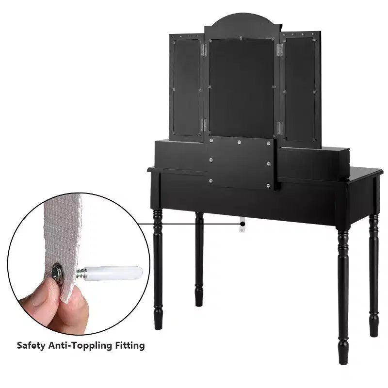 Costway 7 Drawers Vanity Set Dressing Table w/ Tri-Folding Mirror