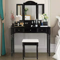 Costway 7 Drawers Vanity Set Dressing Table w/ Tri-Folding Mirror