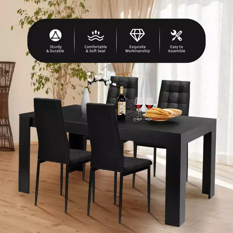 Costway 9pcs Dining Set Wood Table and 8 Fabric Chairs Home Kitchen Modern
