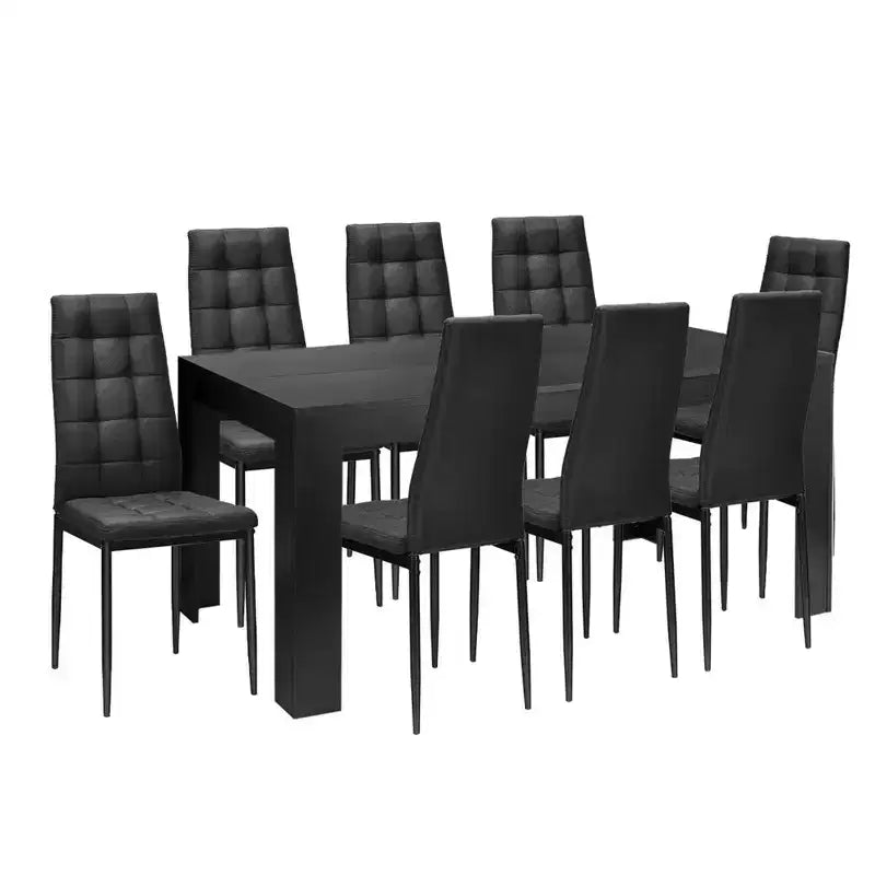 Costway 9pcs Dining Set Wood Table and 8 Fabric Chairs Home Kitchen Modern