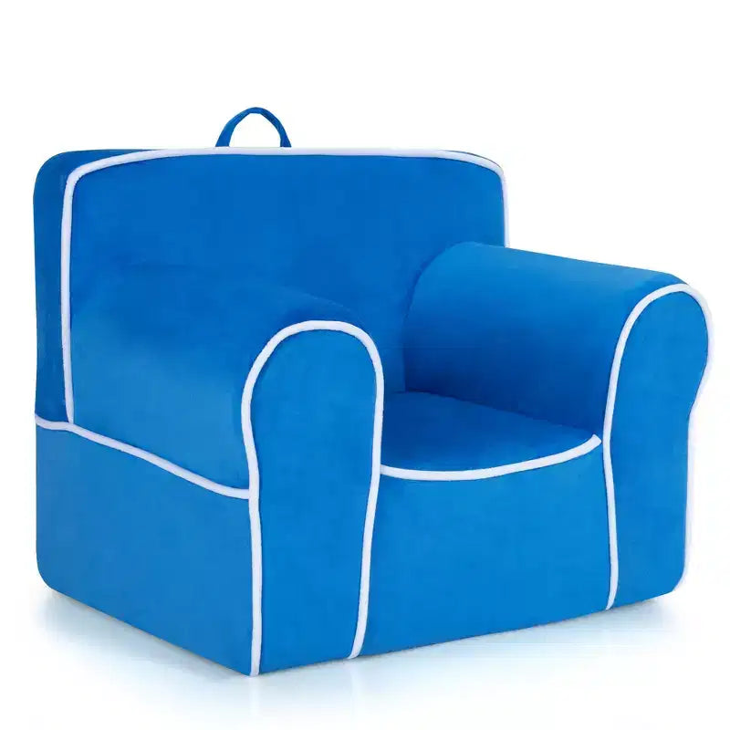 Costway Kids Sofa Toddler Foam Filled Armchair w/ Velvet Fabric Baby Perfect Gift Pink\Blue