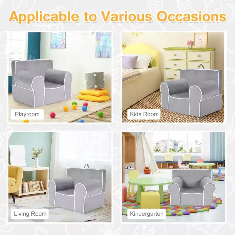 Costway Kids Sofa Toddler Foam Filled Armchair w/ Velvet Fabric Baby Perfect Gift Pink\Blue