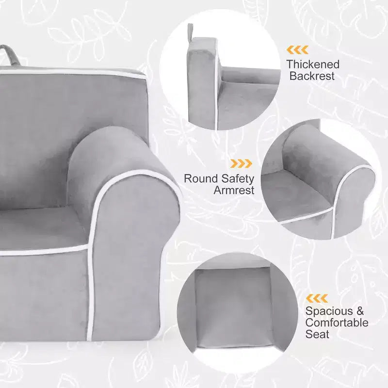 Costway Kids Sofa Toddler Foam Filled Armchair w/ Velvet Fabric Baby Perfect Gift Pink\Blue