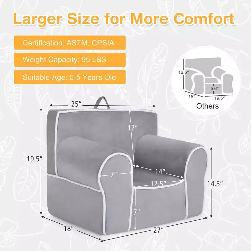 Costway Kids Sofa Toddler Foam Filled Armchair w/ Velvet Fabric Baby Perfect Gift Pink\Blue