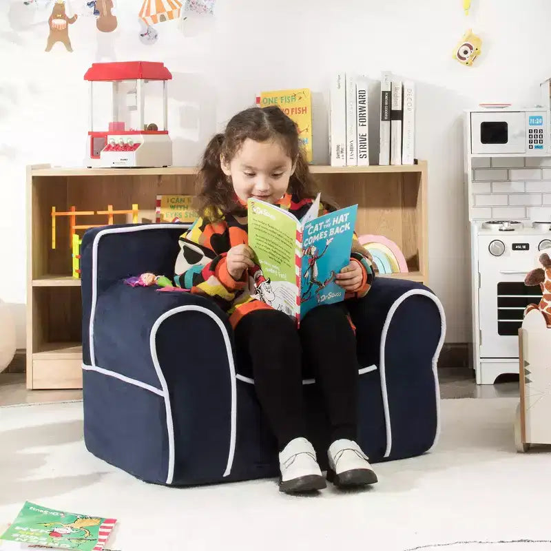 Costway Kids Sofa Toddler Foam Filled Armchair w/ Velvet Fabric Baby Perfect Gift Pink\Blue