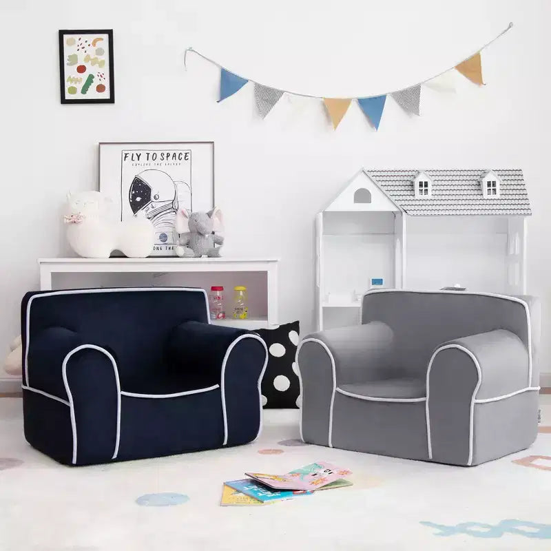 Costway Kids Sofa Toddler Foam Filled Armchair w/ Velvet Fabric Baby Perfect Gift Pink\Blue