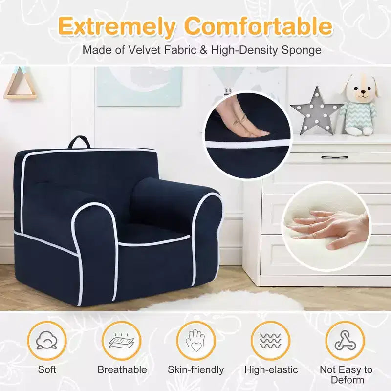 Costway Kids Sofa Toddler Foam Filled Armchair w/ Velvet Fabric Baby Perfect Gift Pink\Blue