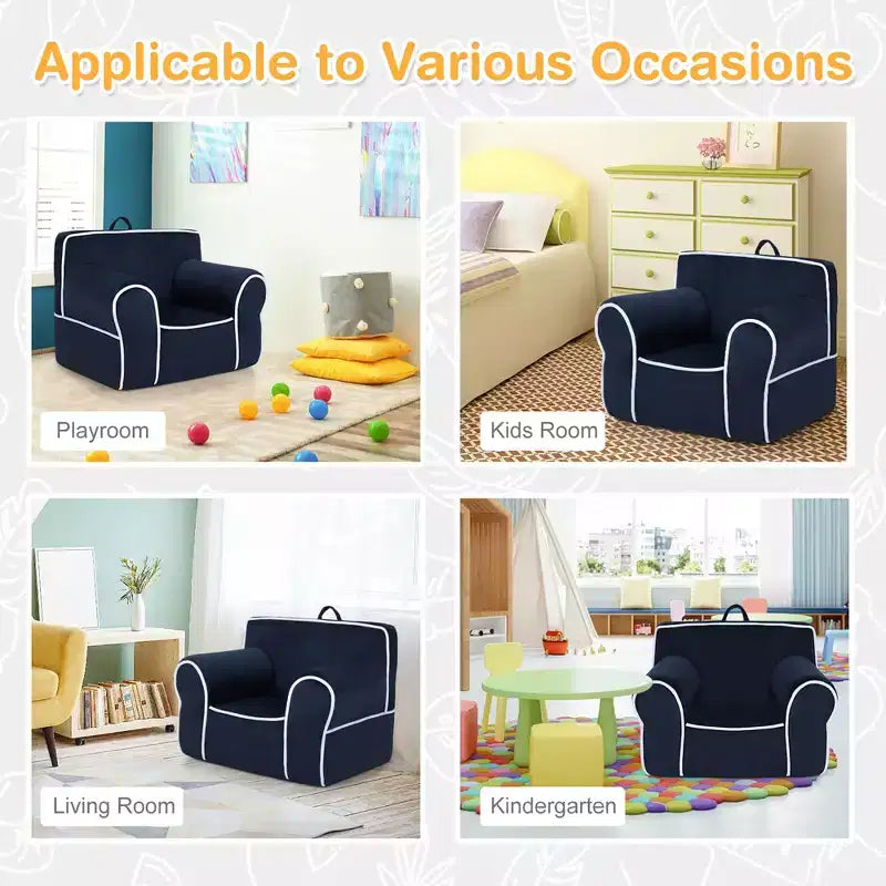 Costway Kids Sofa Toddler Foam Filled Armchair w/ Velvet Fabric Baby Perfect Gift Pink\Blue