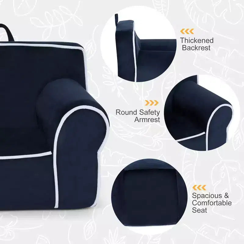 Costway Kids Sofa Toddler Foam Filled Armchair w/ Velvet Fabric Baby Perfect Gift Pink\Blue