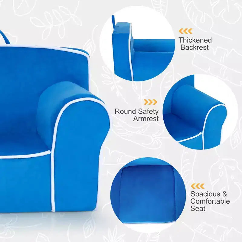 Costway Kids Sofa Toddler Foam Filled Armchair w/ Velvet Fabric Baby Perfect Gift Pink\Blue