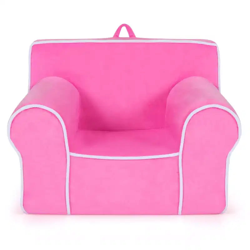 Costway Kids Sofa Toddler Foam Filled Armchair w/ Velvet Fabric Baby Perfect Gift Pink\Blue
