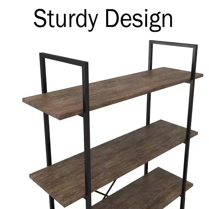 Lavish Home 5-Tier Freestanding Bookshelf  Open Industrial Style Etagere Wooden Shelving, Brown Woodgrain