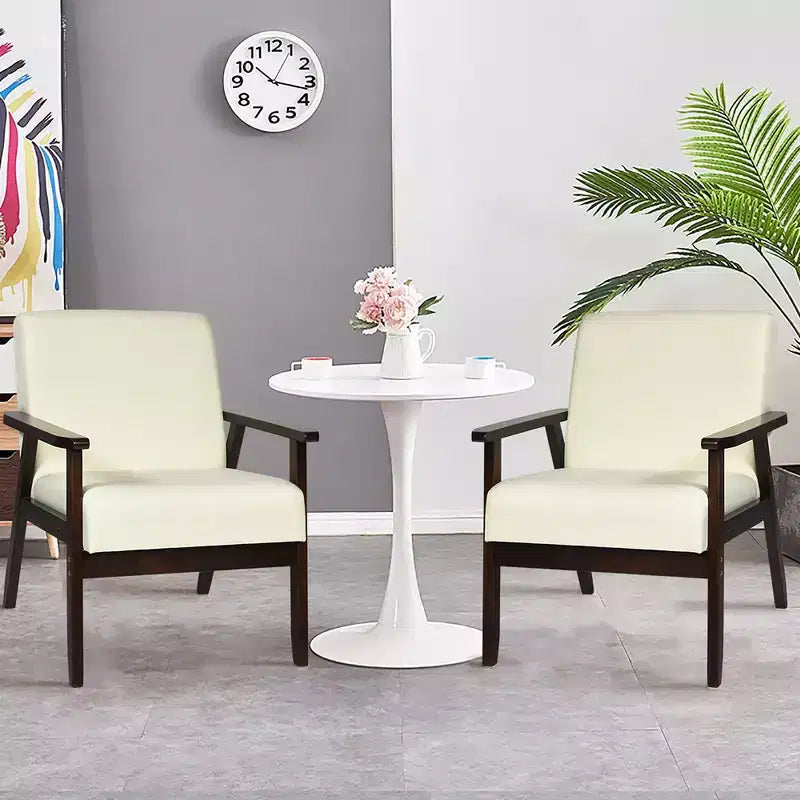 Costway Set of 2 Fabric Accent Armchair Solid Wood Upholstered Lounge Chair Yellow\Beige\Grey\ Orange\Blue\Grey