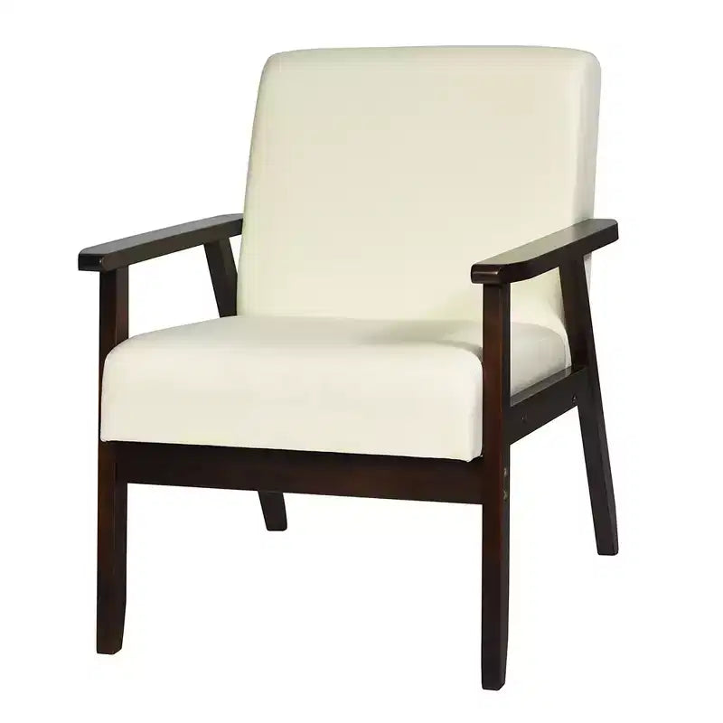 Costway Set of 2 Fabric Accent Armchair Solid Wood Upholstered Lounge Chair Yellow\Beige\Grey\ Orange\Blue\Grey