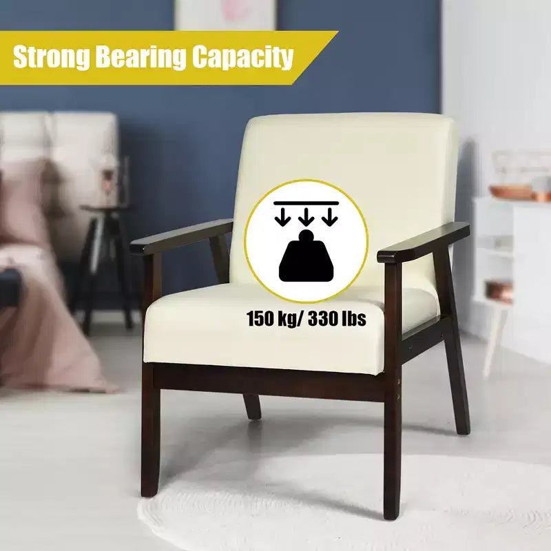 Costway Set of 2 Fabric Accent Armchair Solid Wood Upholstered Lounge Chair Yellow\Beige\Grey\ Orange\Blue\Grey